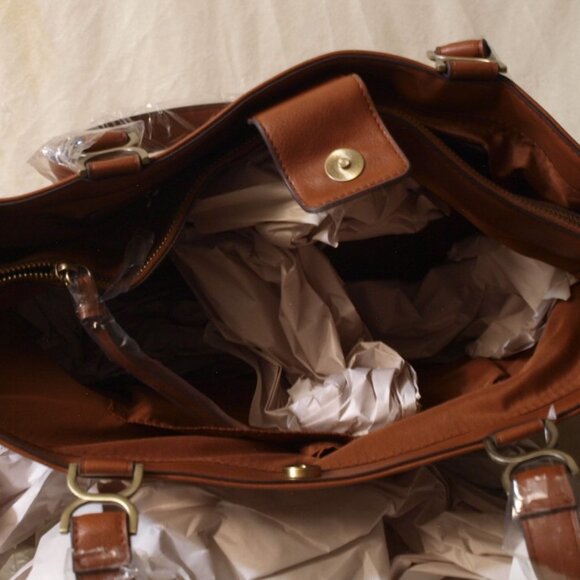 NEW Large Brown PURSE Divided Inside, Inside and Outside Pockets - Picture 3 of 4